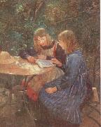 Fritz von Uhde Two daughters in the garden oil